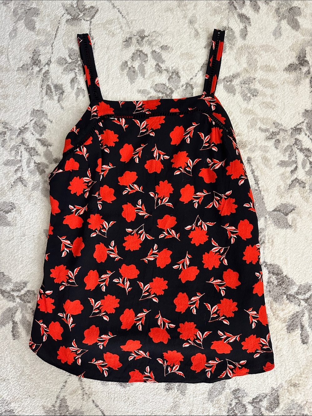 Like new! Ann Taylor Black Cami with Red Floral Print
